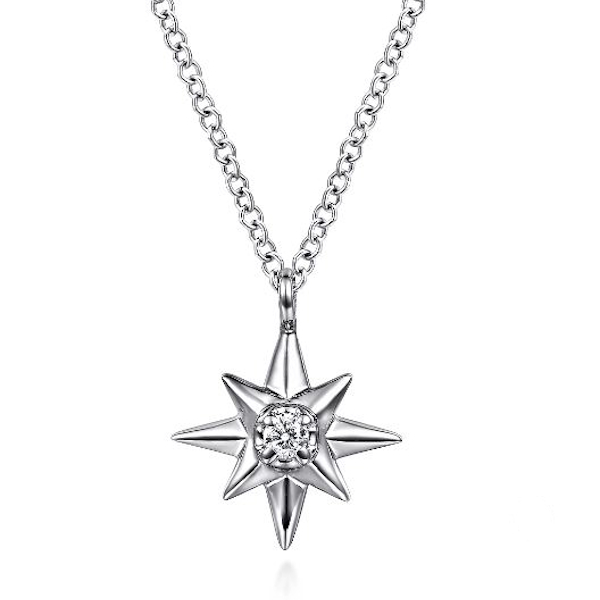 Sterling Silver Diamond Starburst Necklace